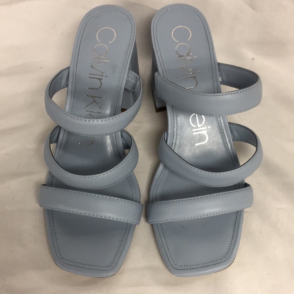 Calvin Klein Shoes - Calvin Klein Baby Blue Leather Heels 10M